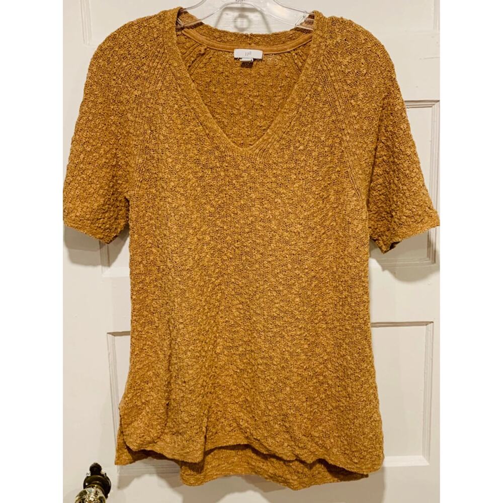 J. Jill Women's Medium V Neck Chunky Knit Sweater Cotton Blend Pullover